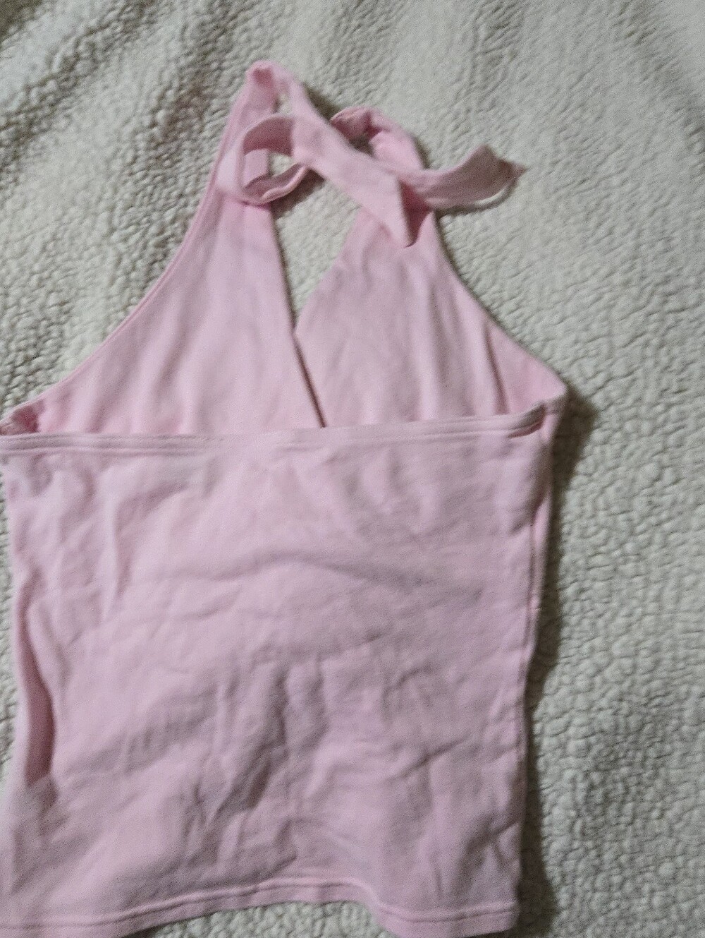 Energie Y2k Women's Baddie Light Pink Halter Crop Top Cross Over Bust Medium - Picture 4 of 6